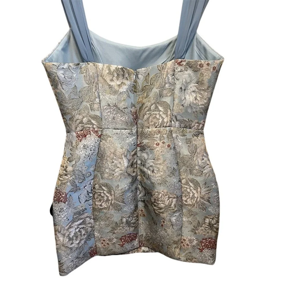 Lulus Dress Womens Size L Blue Floral Bustier Corset Square Neck Mini - Picture 3 of 9